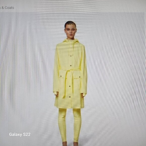 Rains New Belted Curve Jacket in Straw Yellow, NWT. Various - Picture 3 of 8